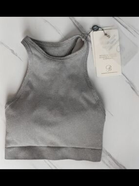 Bombshell Sportswear Ribbed Sculpt Sports Bra Gray XS NWT Gym Set Viral